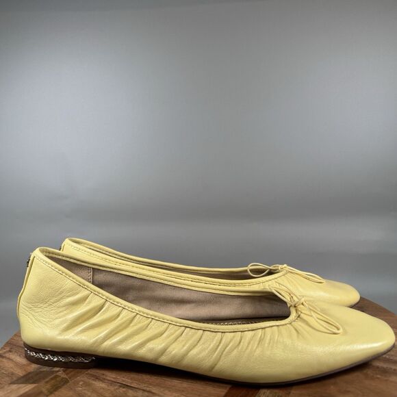 Sam Edelman Meg Yellow Slip On Bow Detail Leather Ballet Flats size 10.5 - Picture 1 of 7